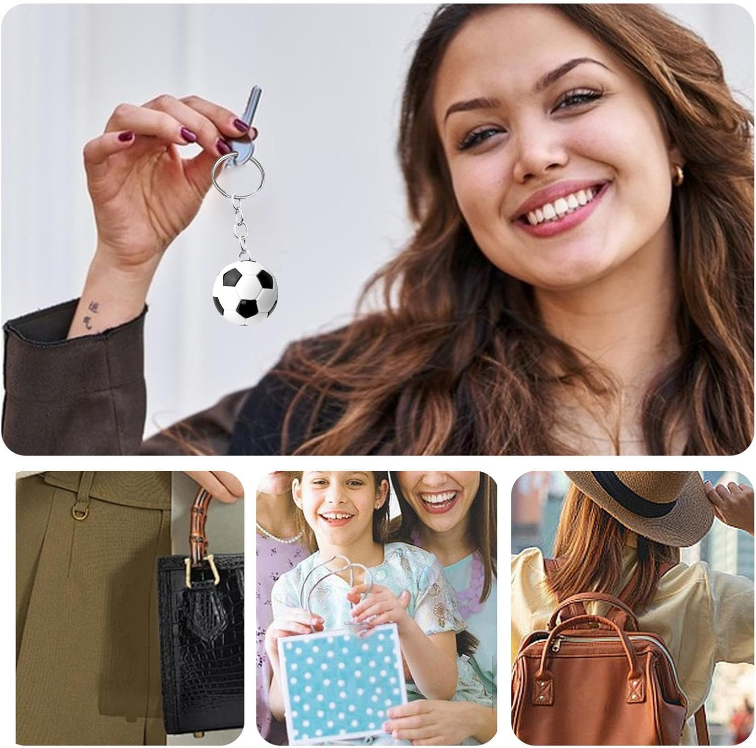 Sports Theme Key Chains,Tennis Keychains | Tiny Sport Keychains Soccer Football Keyring for Parties Favors School Reward - Football image number 6