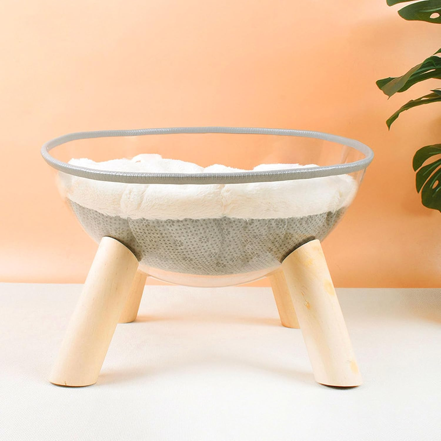 Clear Capsule Cat Bed, Wall Mounted Wood Cat House, Stable Safe Transparent Cat Bed with Plush Pads for Cat Sleeping Playing Climbing Lounging image number 6