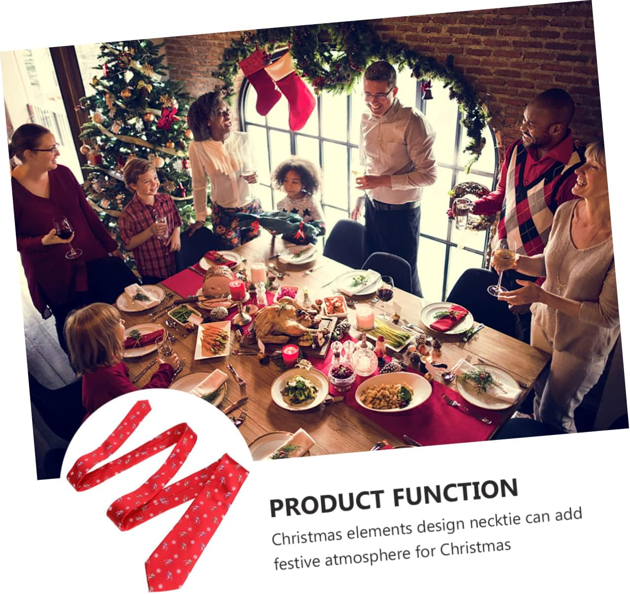 LIFKOME Christmas Tie Necktie Polyester Silk Classic Ties for Men Christmas Accessories image number 4