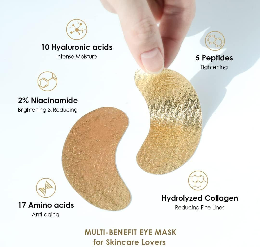 Sweet Dreams Collagen Glow Gold Eye Masks L under Eye Mask for Beauty & Self Care Wrinkle Patches L Puffy Eyes and Dark Circles Treatments Collagen, Niacinamide, Hyaluronic Acids, Peptides image number 1