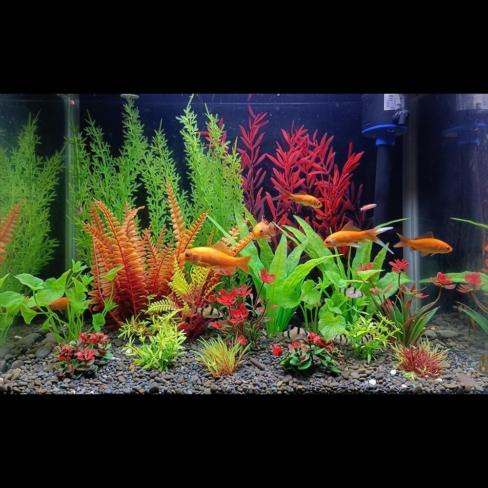 Aquarium Plants,Artificial Fish Tank Decorations Decor Plastic Plants Set 18 Pcs Landscaping Decorations Fish Tank Accessories image number 3