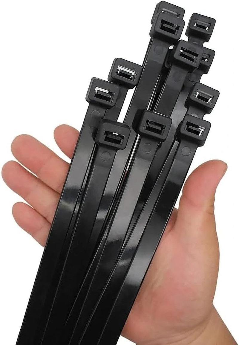 Extra Wide Heavy Duty Black Cable Ties 60 Cm Long Zip Tie 20 Pack, Strong 113 Kg Tensile Strength Self-Locking Design, Multi-Purpose Outdoor Cable Management &ndash; Unron image number 3