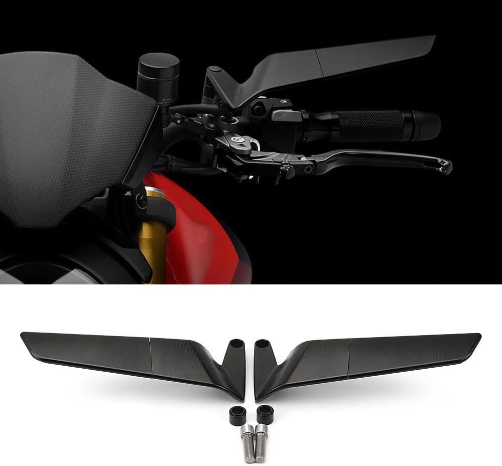 Motorcycle Universal Side Mirrors Rotating Rearview Mirrors with Handlebar Mount Kits Fits for Ducati Streetfighter V2/Streetfighter V4/Streetfighter V4 S/Monster 937/937 SP Naked Bike Wing Mirrors