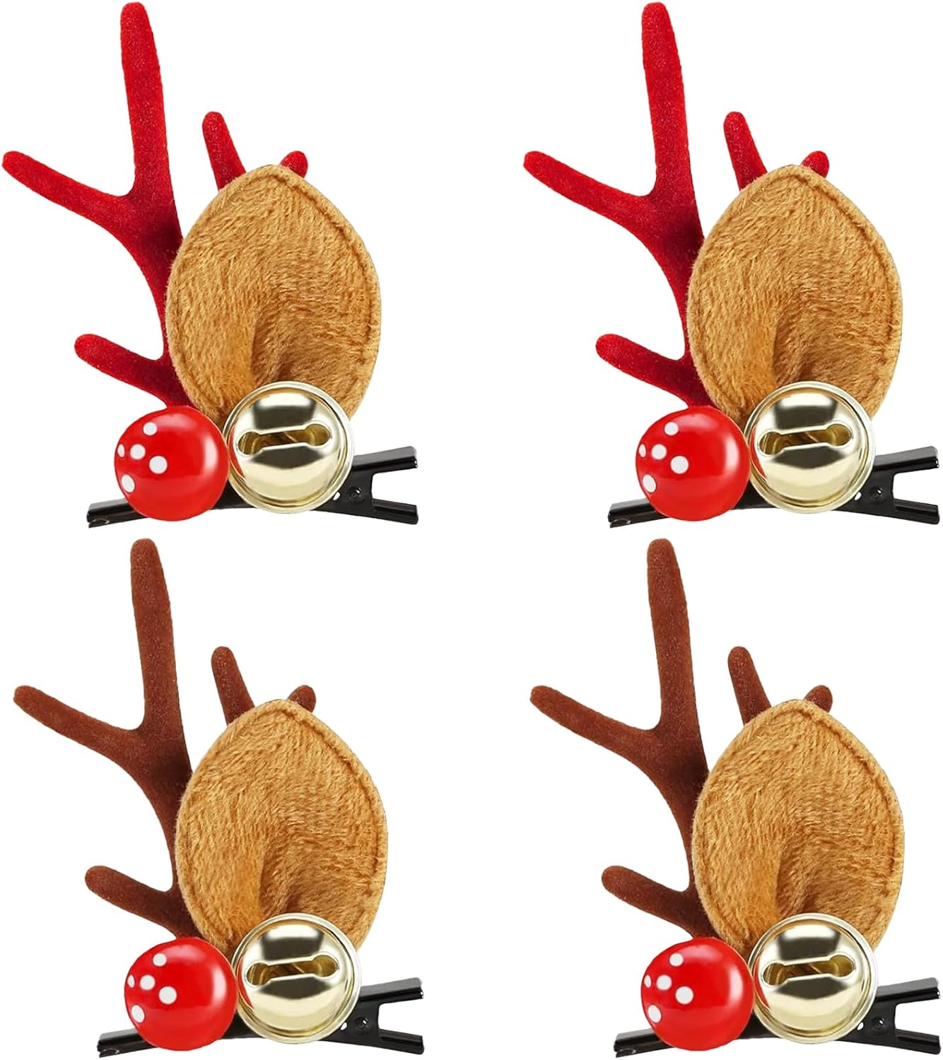 2 Pairs Christmas Reindeer Hair Clips, Christmas Hair Accessories with Antlers, Hair Clip, Christmas Hair Clips, Reindeer, Hair Accessories Christmas for Women, Girls, Children (D) image number 4