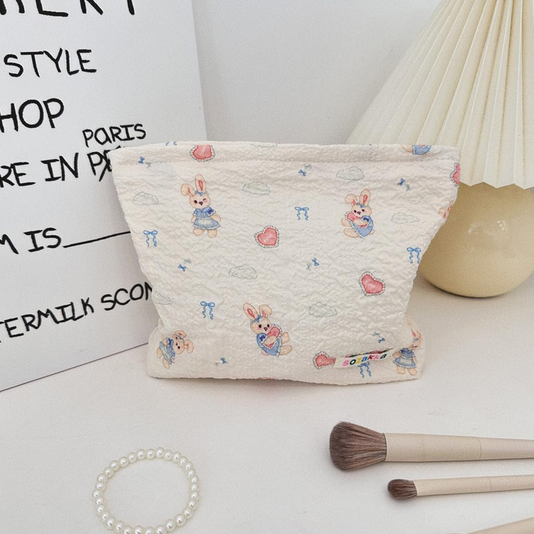 CATOR Cosmetic Bag Women'S Small Make up Bag Makeup Bag Toiletry Bag Travel with Zip for Women Girls (Hare Model) image number 1