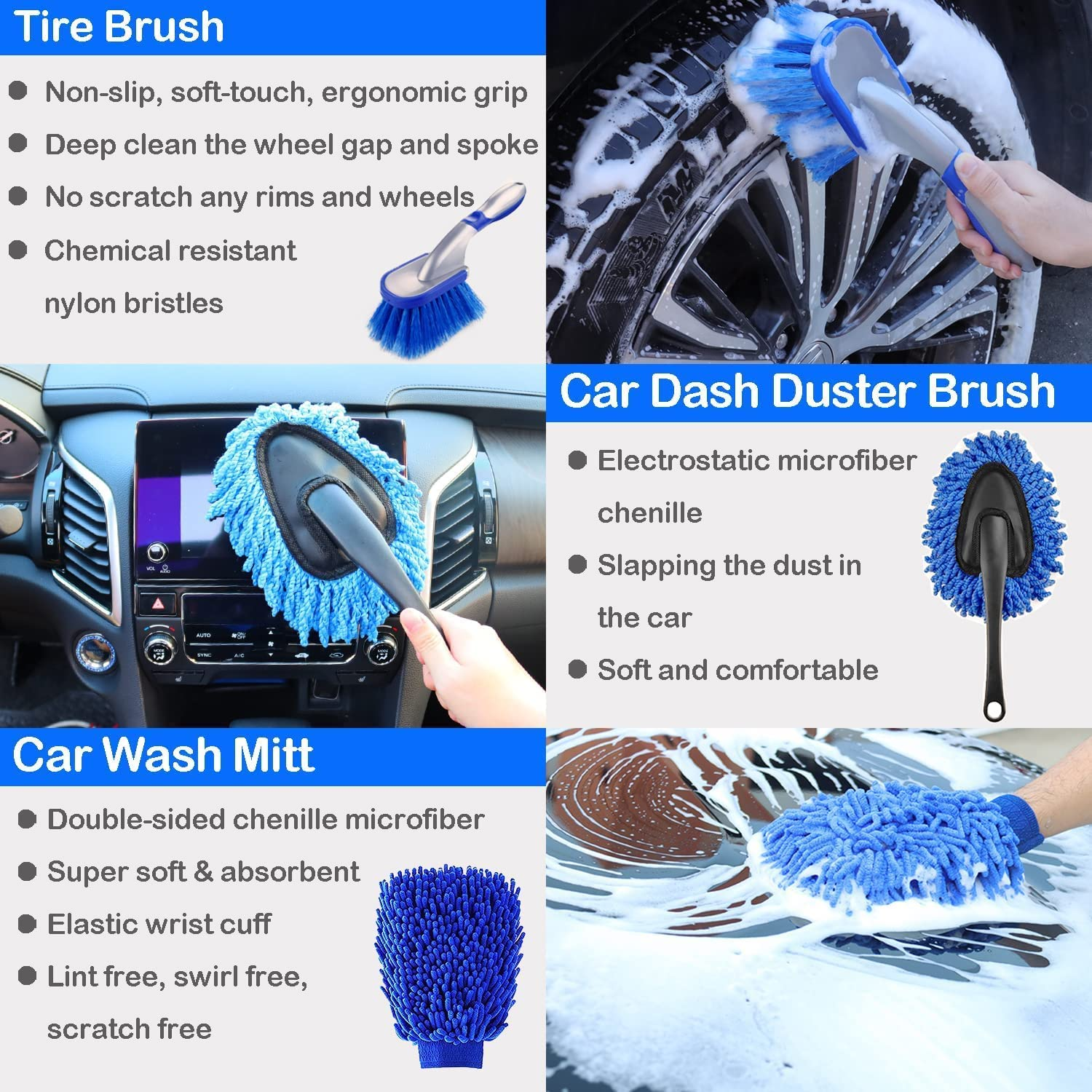 26Pcs Car Detailing Brush Set, Car Detailing Kit, Auto Detailing Drill Brush Set, Car Detailing Brushes, Car Buffing Sponge Pads Kit, Car Cleaning Tools Kit for Interior, Exterior, Wheels image number 5