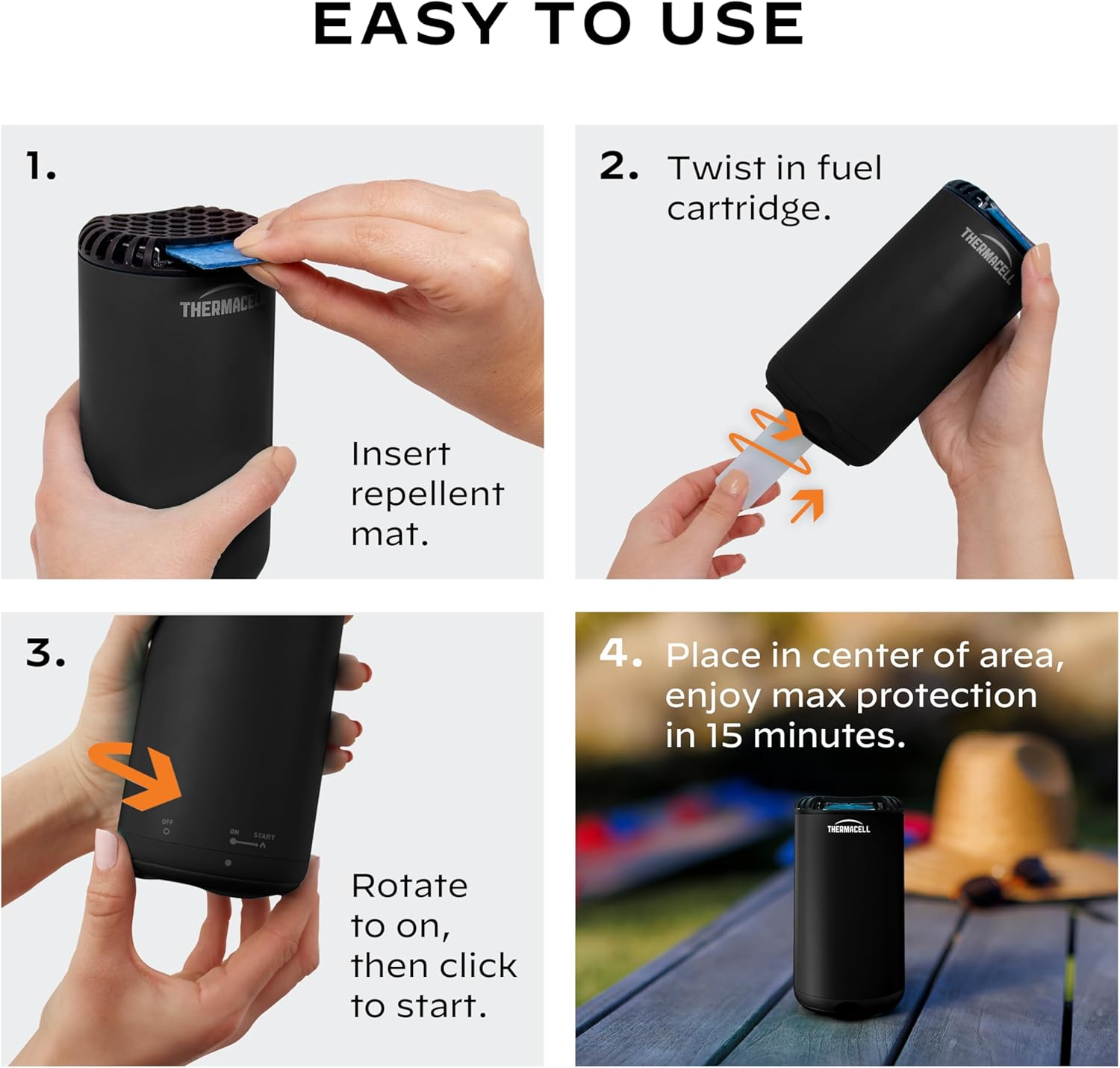 Thermacell Mosquito Repeller Refill Pack, 12-Hour Protection, 21M&sup2; Area of Coverage, Scent-Free, Compatible with All Devices, Pack of 3 Mats + 1 Fuel Cartridge image number 6