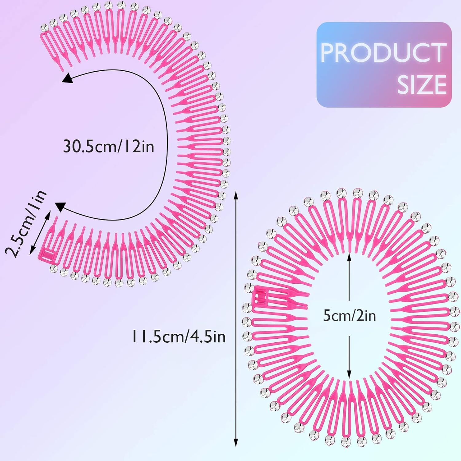 18 Pieces Full Circular Stretch Comb Flexible Plastic Circle Comb Stretch Hair Comb Headband Hair Band Holder for Women Girls 6 Colours image number 3