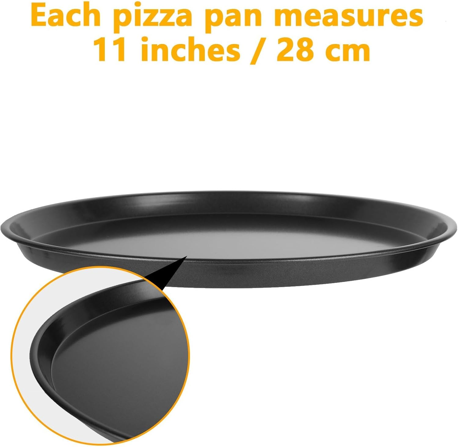SIMTWO Pizza Tray Set of 3 with Folding Rack, Non-Stick Pizza Pans for Oven, 11Inch/28Cm round Pizza Baking Tray image number 3