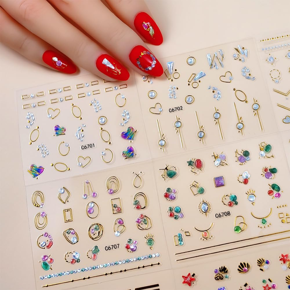 30 Pcs Nail Stickers Moon Star Heart Self Adhesive Nail Charms Stickers Nail Art Design