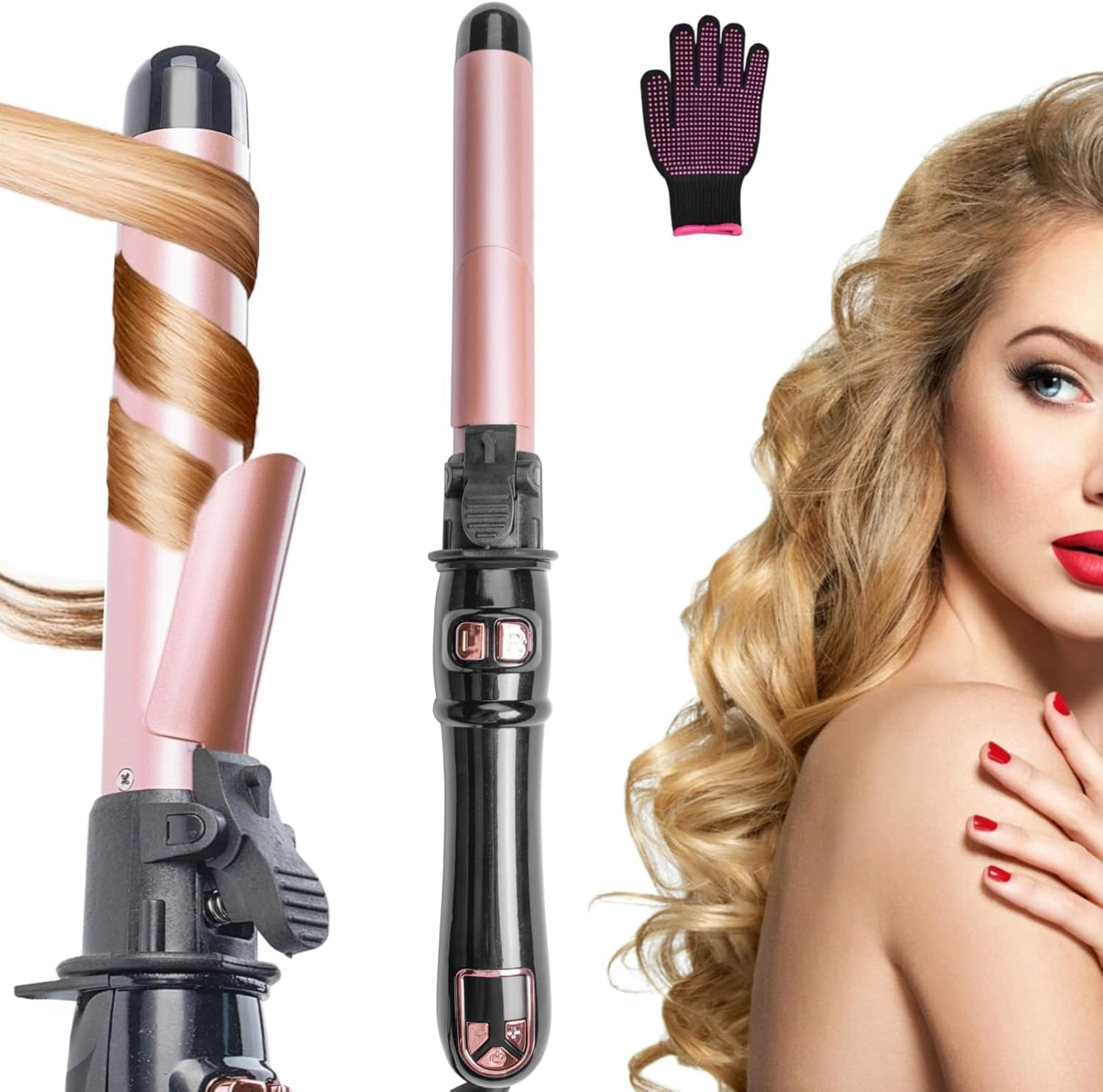 Shiexiu Newest 28Mm/1.1 Inch Automatic Curling Wand Rotating Curling Iron for Long Short Hair, Automatic Hair Curler with LED Display, Professional Hair Waver Hair Styling Irons Fast Heating Wand image number 2