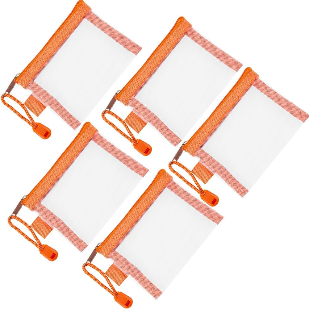 SOFPLATE Pack of 5 3 X 4.5 Inch Mini Mesh Zip Bag Nylon Mesh Cosmetic Bag Pencil Case Portable Make Up/Toiletries Organiser Key Card Holder for Organising Money - Mixed Color image number 4