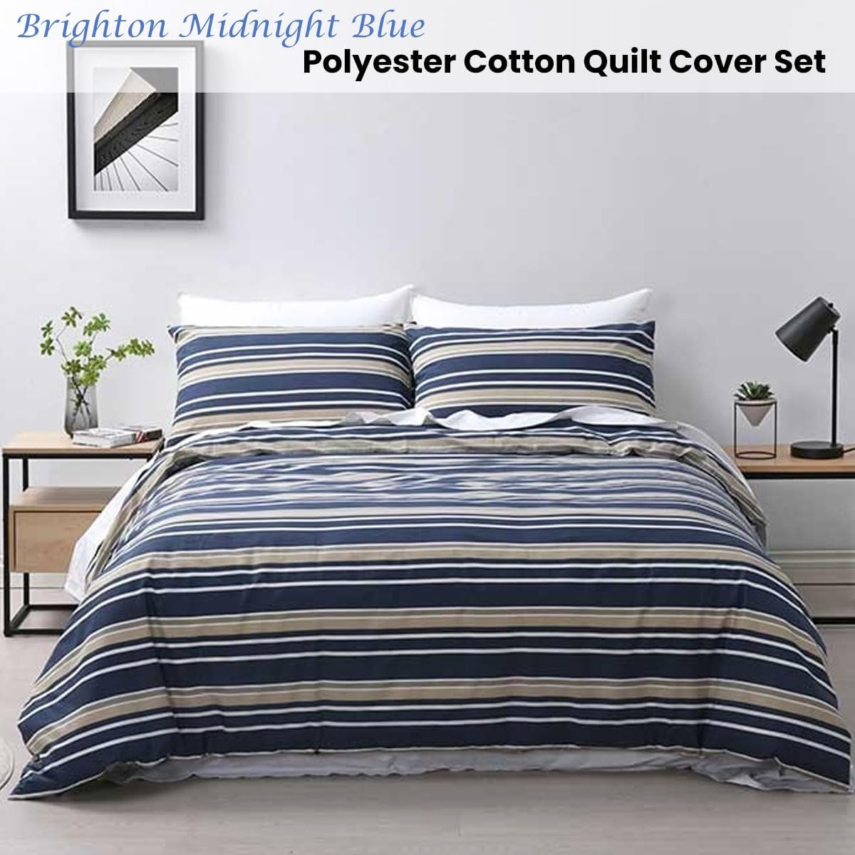 Jason Brighton Printed Quilt Cover Set Midnight Blue Double image number 1