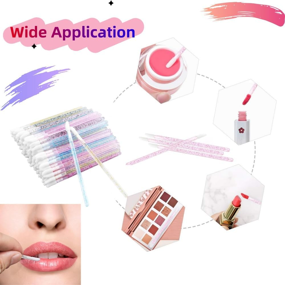 500Pcs Glitter Crystal Lip Brush,Crystal Lip Brushes Tool Kits Lip Gloss Applicators Lipstick Gloss Wands （Multicolour） image number 4