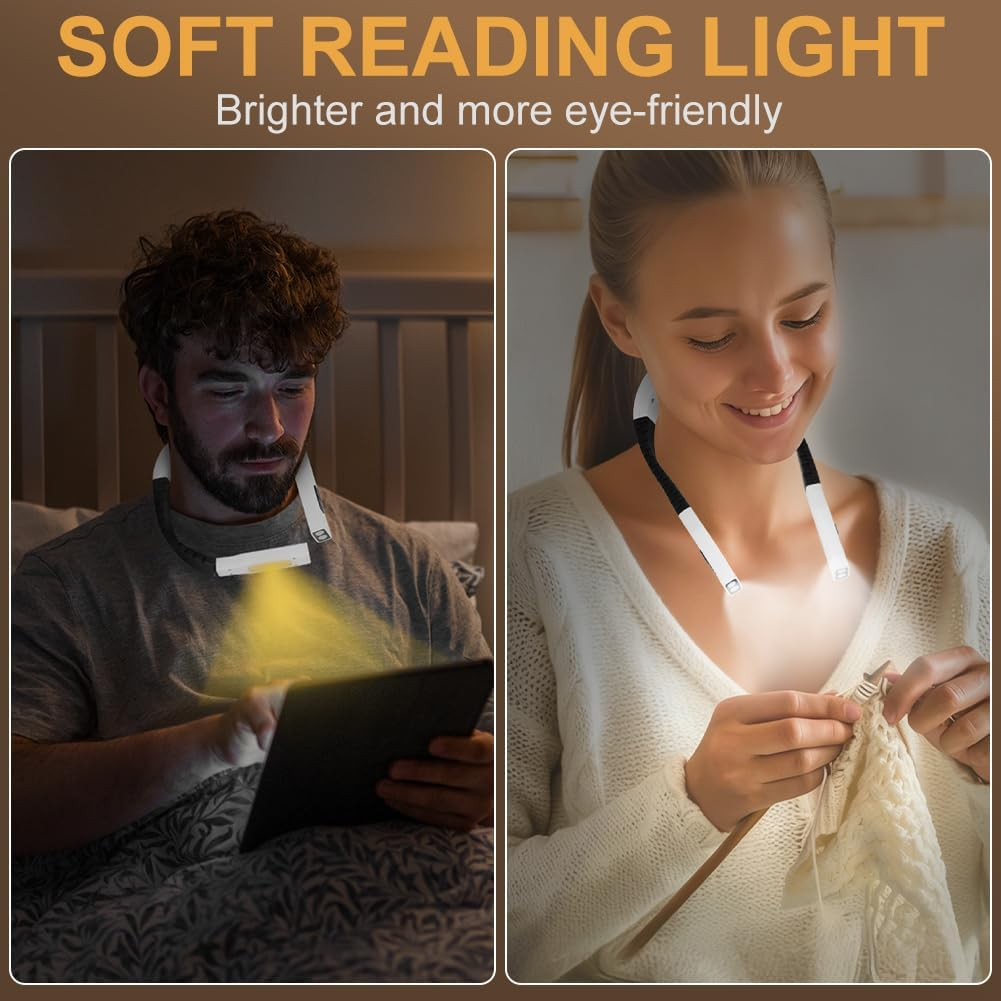 HOTUT Reading Lamp Neck, Book Reading Lamp Neck LED Book Lamp with Rechargeable Batteries, Ergonomic Reading Light with 4 Independent Light Sources, Adjusting Arm, Neck LED Book Lamp for Reading image number 6