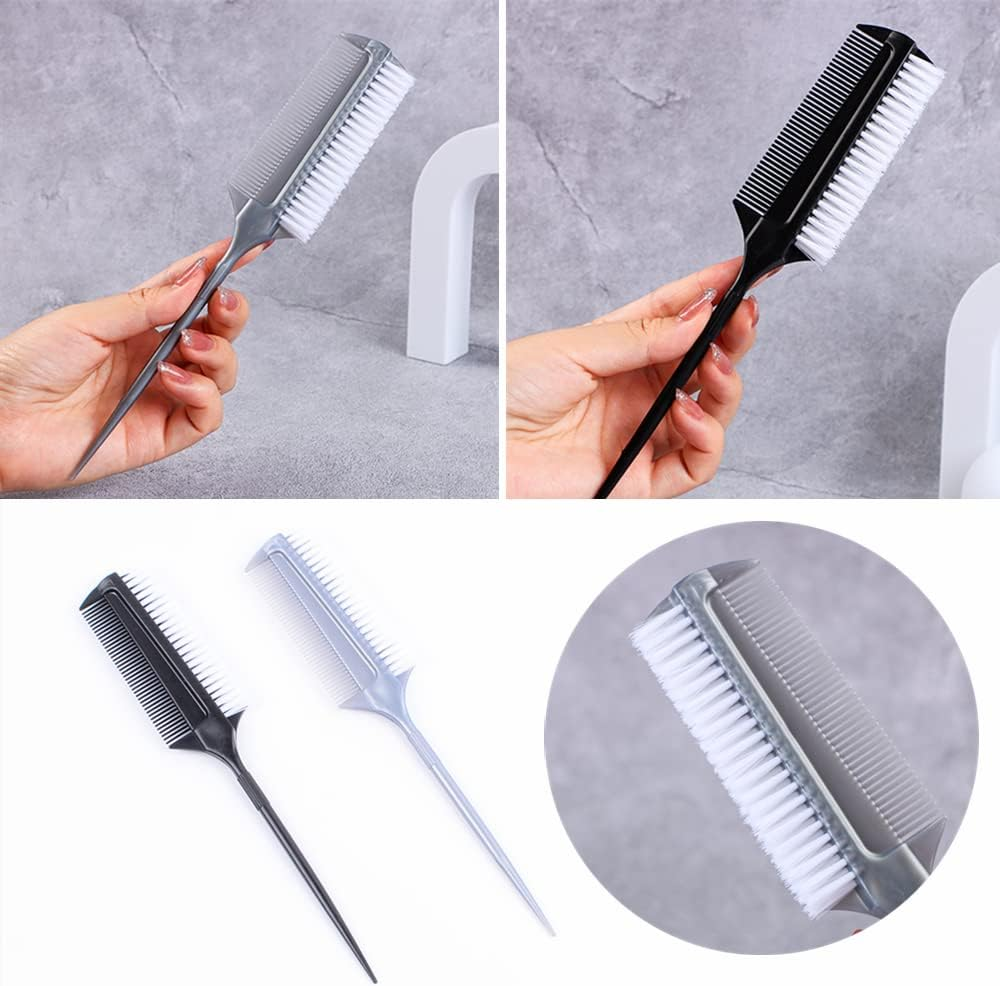 3PCS Smoothing Brush Ponytails Edge Teasing Brush Sleek Ponytails Hair Brush for Ballroom Dancing Dance Competition Hair Styling image number 3