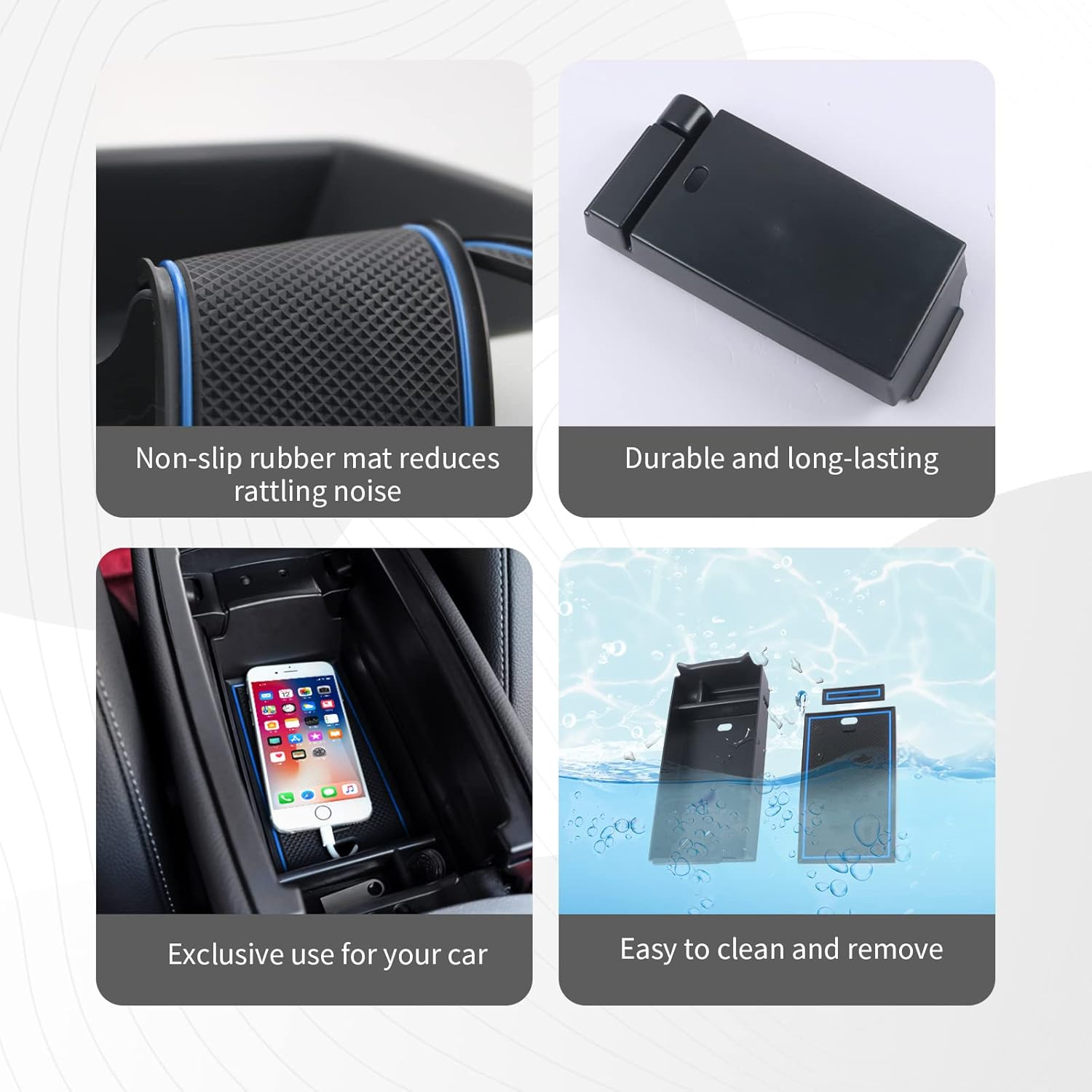 CDEFG Mercedes A-Class W177 V177 B-Class W247 GLA H247 GLB X247 CLA C118 2019-2023 2024 Centre Console Armrest Organiser Armrests Storage Box Glove Box Centre Console Car Accessories (Blue) image number 1