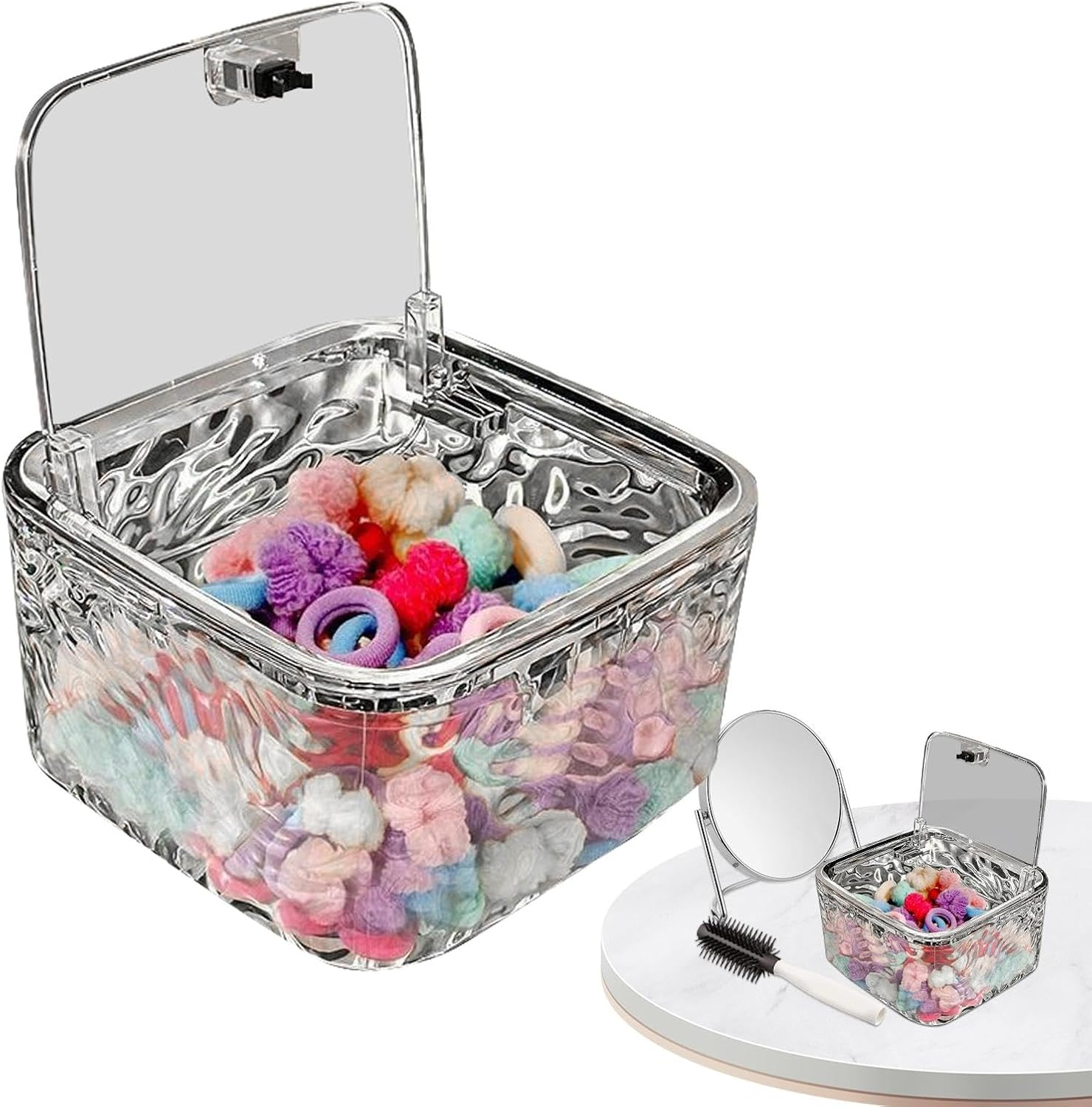 Hair Accessories Storage Container | Clear Hair Tie Organizer | Hair Accessories Holder, Tool Box with Lid, Hair Containers for Headband Bows Hair Clip