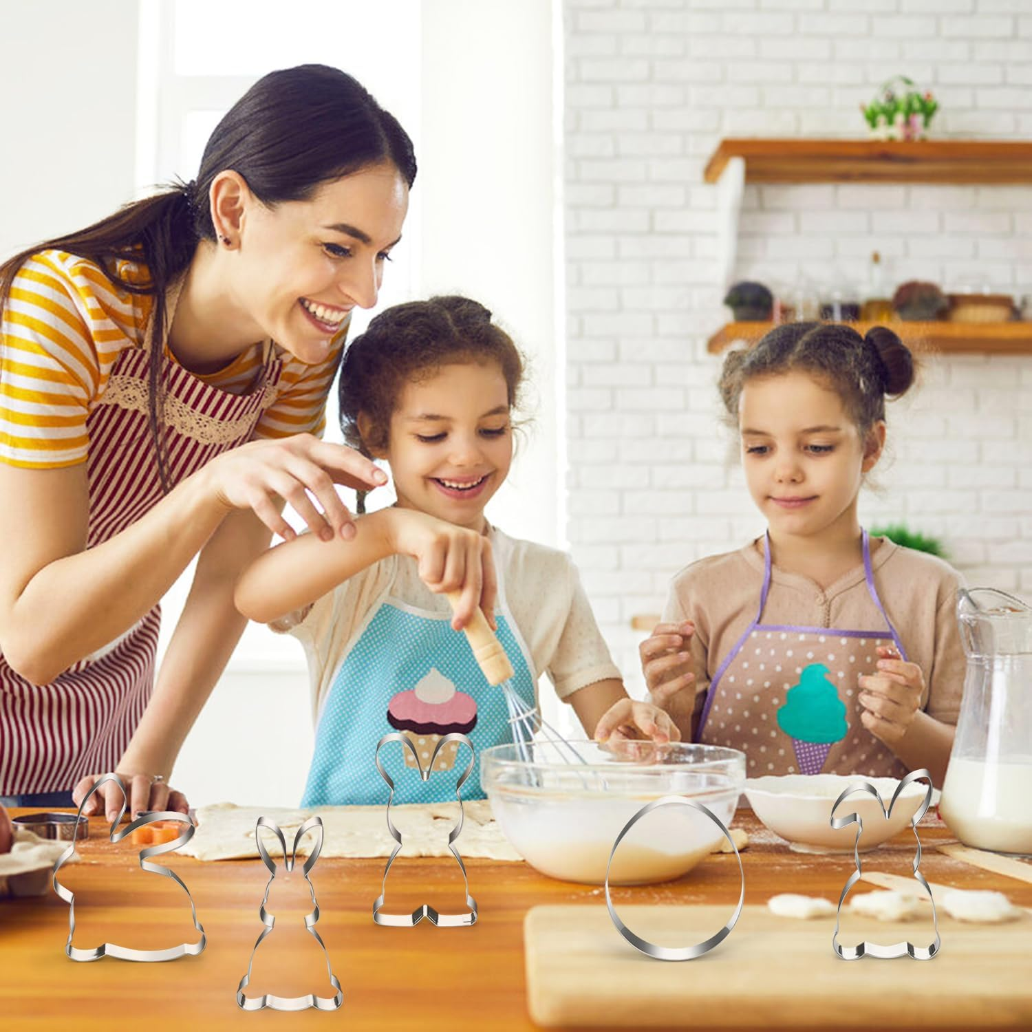 Easter Cookie Cutter, Pack of 5 Rabbit Egg Cutters, Easter Bunny Cookie Cutters, Large Easter Egg Easter Cookies Cookie Cutter, Stainless Steel Easter Biscuit Cutter Set, Easter Gift for Baking - Colourful Theme A2 image number 3