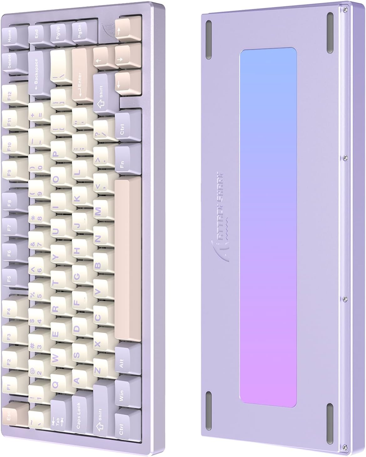 Lexonelec X Attack Shark X75 CNC Aluminum 75% Wireless Gaming Keyboard, Tri Mode-Bt/2.4G/Wired, Hot-Swap Gasket Mounted RGB Mechanical Keyboard, 5000Mah Battery, via Web Driver for Win/Mac-Purple image number 5