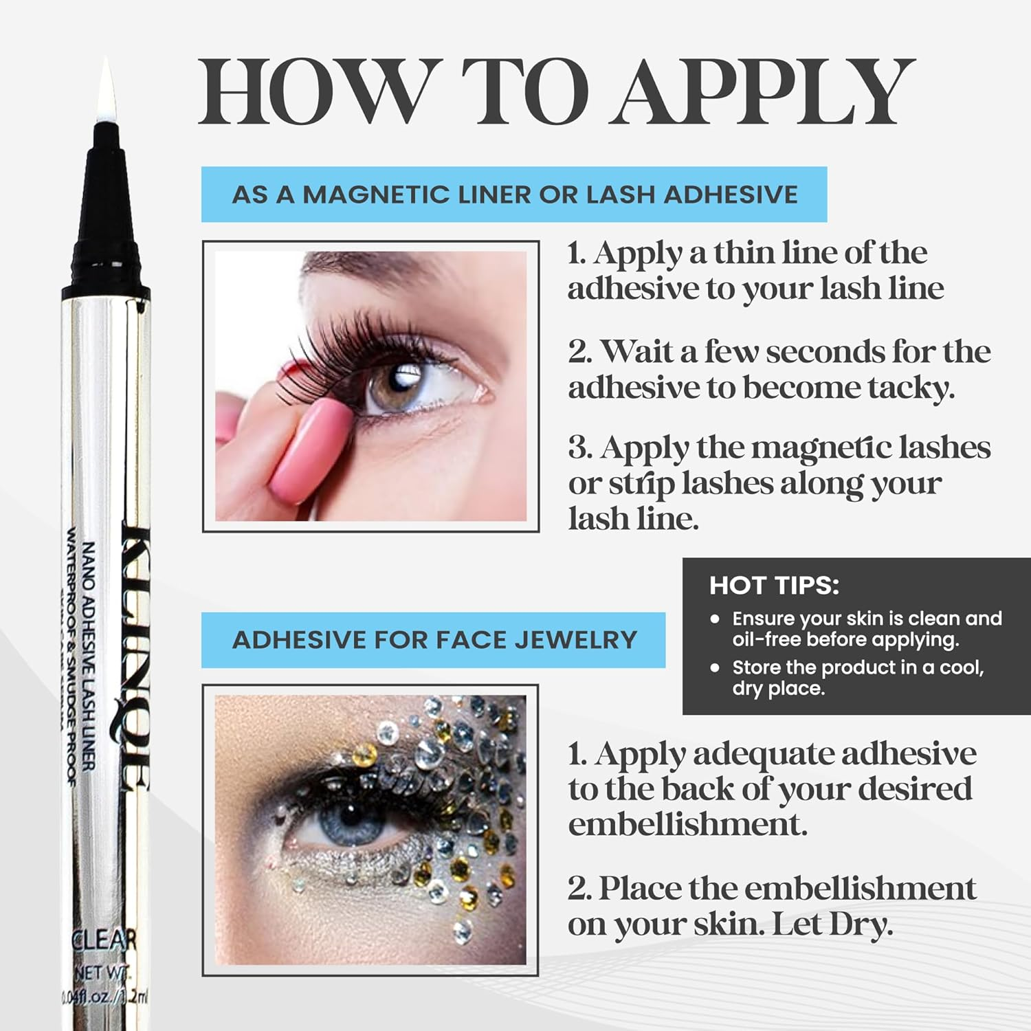 2-In-1 Clear Lash Adhesive & Liner &ndash; Waterproof, Smudge-Proof, Strong Hold &ndash; Contact Lens Friendly, Works with All Lash Types image number 3