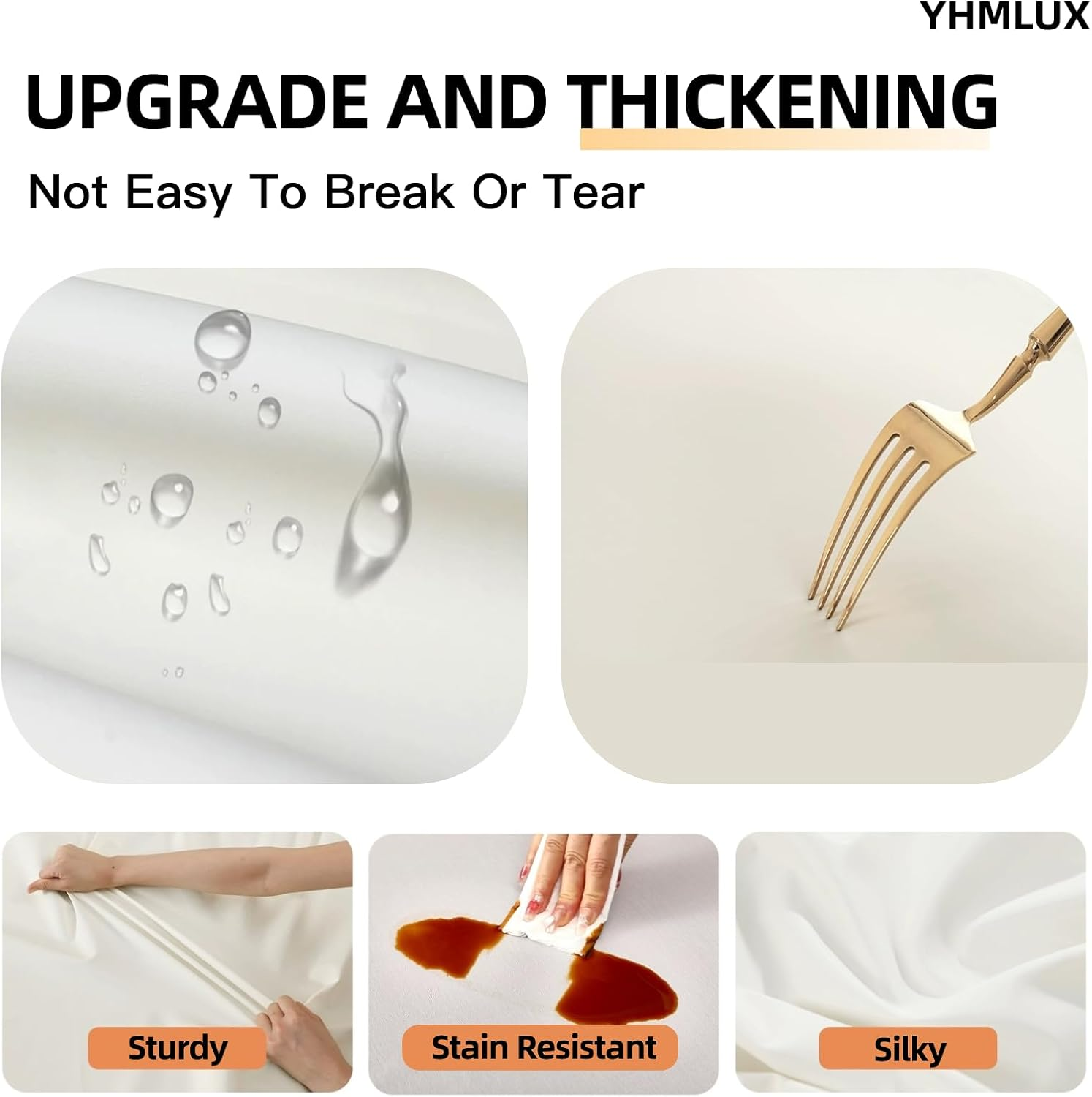 12 Pack Disposable Table Cloth, 137X 274Cm(54 X 108 Inch) Table Cloths for Parties, White Plastic Table Cover, Decorative Tablecloths Suitable for Rectangular Tables, Leakproof & Sturdy, White image number 2