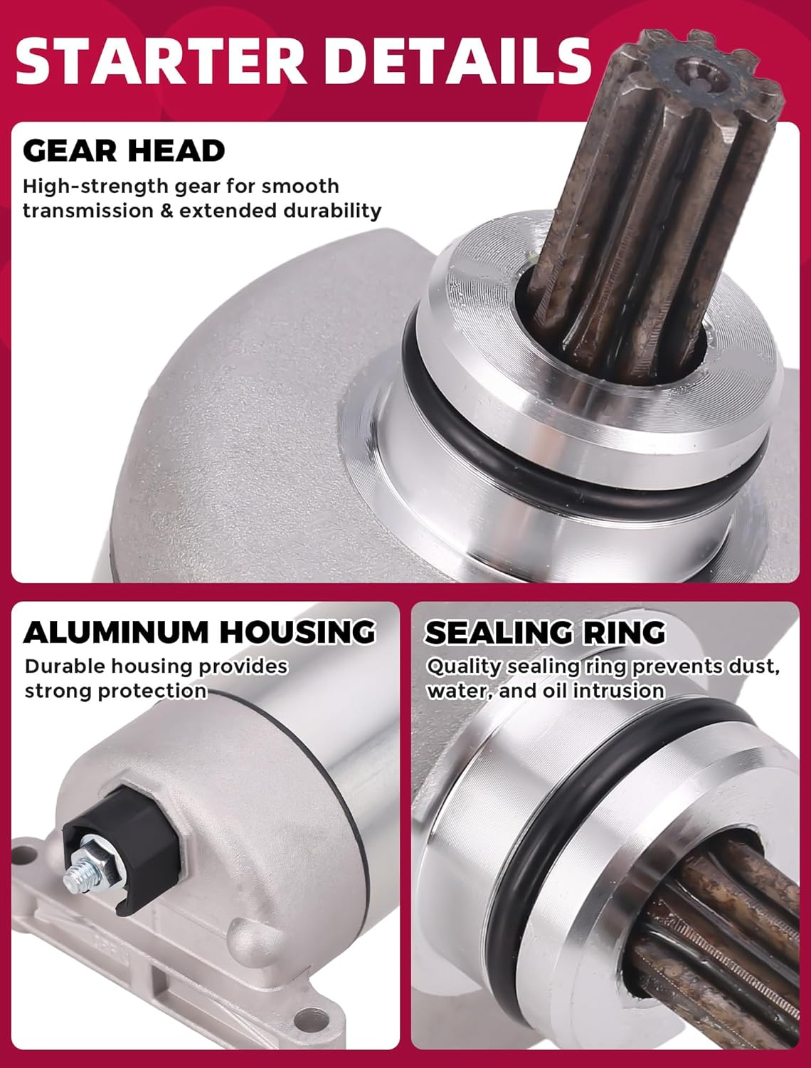 Starter for Yamaha Kodiak 700 2016-2025 Grizzly 700 YFM700 2009-2025 Grizzly 550 YFM550 2009-2015 28P-81890-01-00 Olifant image number 1