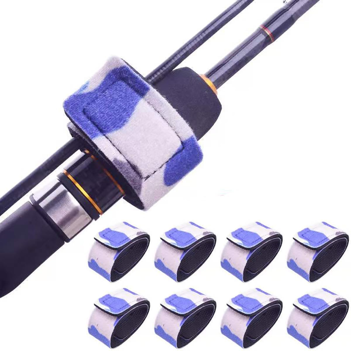 Fishing Rod Belts Ties, Adjustable Fishing Rod Straps, Elastic Bandage Magic Bait Strap, Fishing Gear Supplies, Pack of 8