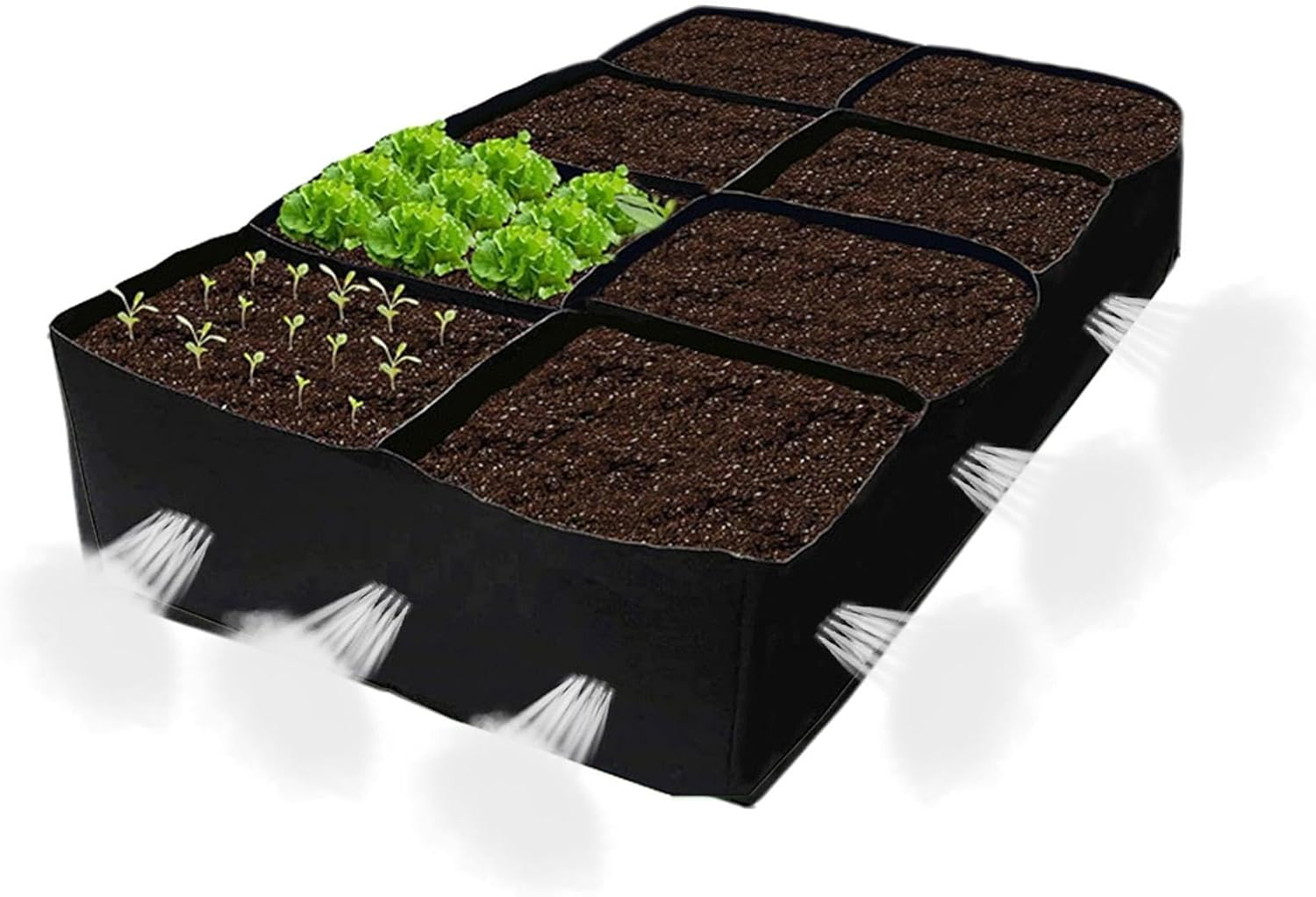 Fabric Garden Bed - 128 Gallon Raised Planter Rectangular Growing Bed | Garden Bed Vegetable Flower Growing Bag | Garden Supplies with 8 Compartment Grid Vegetable Flower Potato Planting Container image number 4