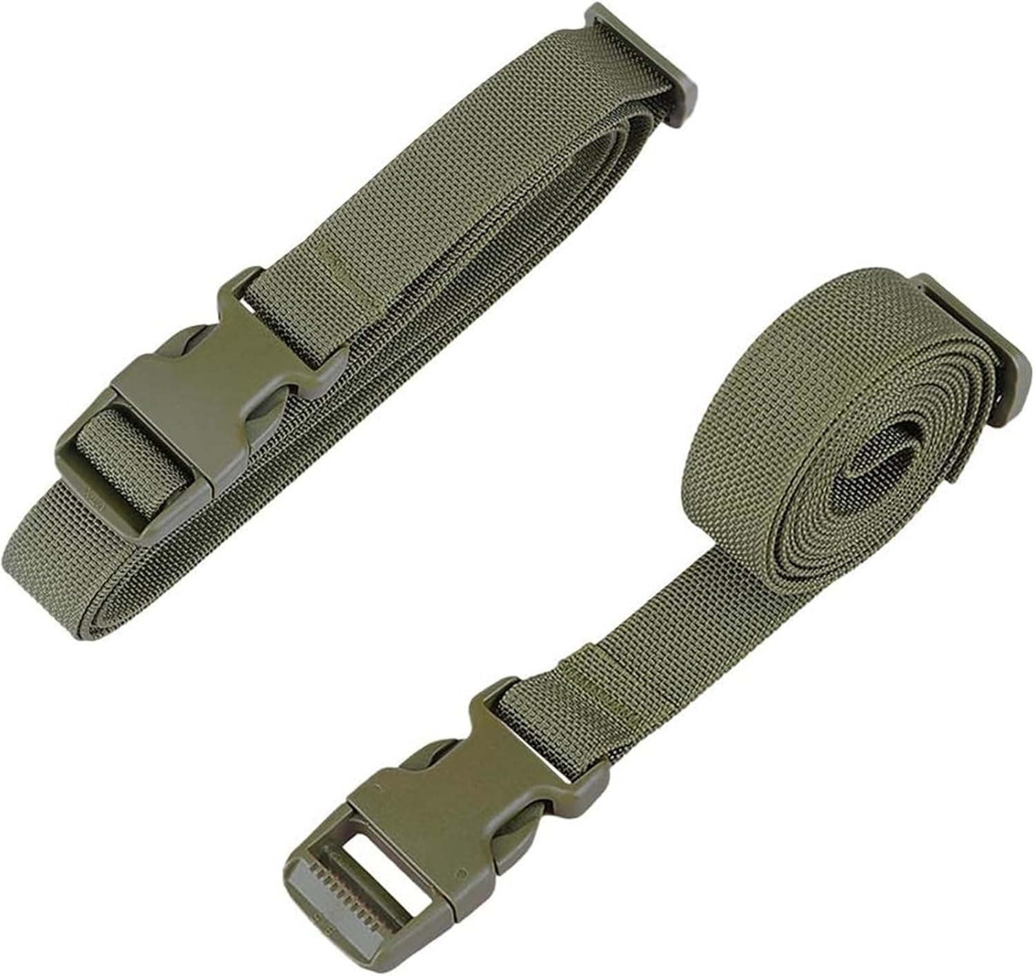Luggage Straps, 4 Pack Heavy Duty Utility Webbing Strap Adjustable for Backpacking, Camping, Sleeping Bag Compression, Suitcases, with Quick Release Buckle Clip, Armygreen