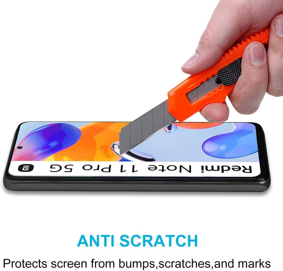 Didisky [2 Pack] Tempered Glass Screen Protector for Xiaomi Redmi Note 11 Pro, anti Scratch, 9H Hardness, No Bubbles, High Definition, Case Friendly, Transparent image number 3