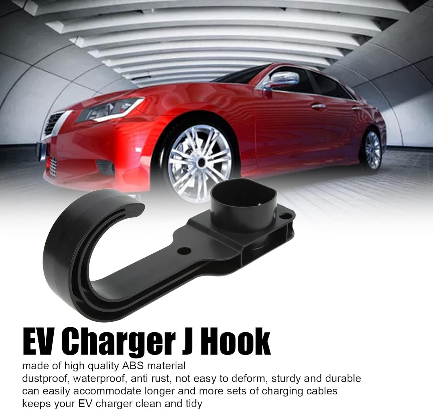 EV Holder, ABS Waterproof Dustproof EV J Hook Sturdy and EV Charging Cable Holder Simple to Install Charging Cable Holder Universal for Type 2 Plug image number 4