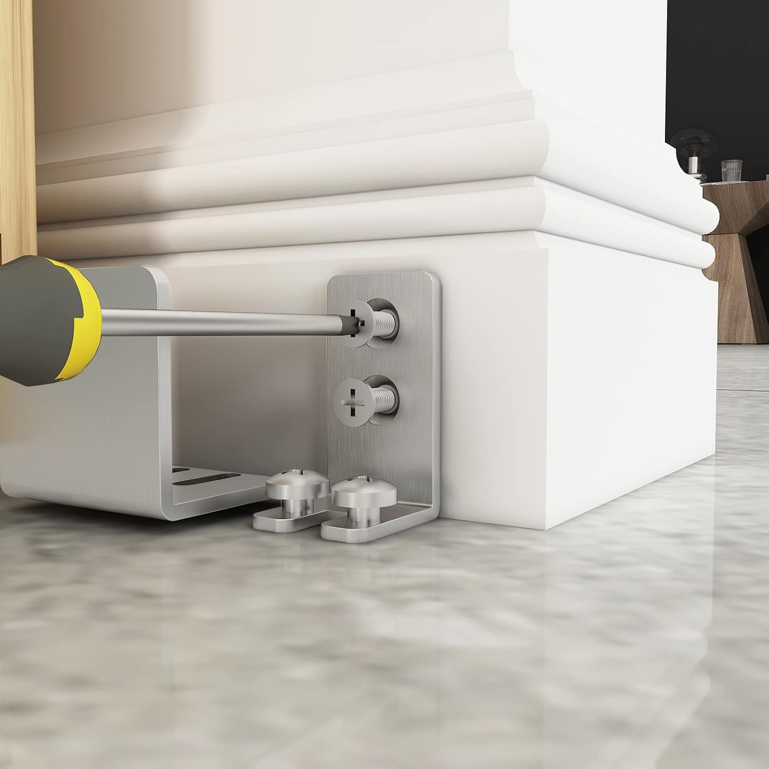 Stainless Steel Floor Guide Wall Mount Sliding Barn Door Hardware up to 1-3/4"W 1-7/8"H Set of 2 image number 6