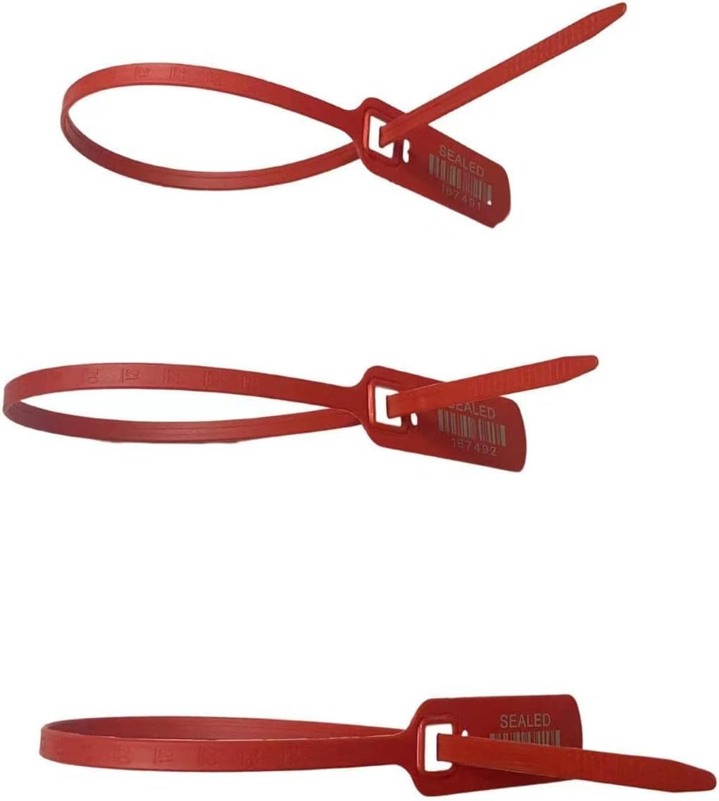 ZWL100 PCS Red Plastic Trailer Seals Truck Door Seals Tamper Seals Tags, Security Disposable Numbered Plastic Zip Ties, Safety Seals for Fire Extinguishers & Shipping 400Mm image number 3