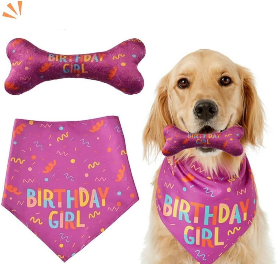 Dog Birthday Bandanas, Dog Birthday Party Supplies, Triangle Reversible Pet Scarf with Cute Biting Bone Scarf Accessory for Boy and Girl, Premium Durable Fabric image number 2