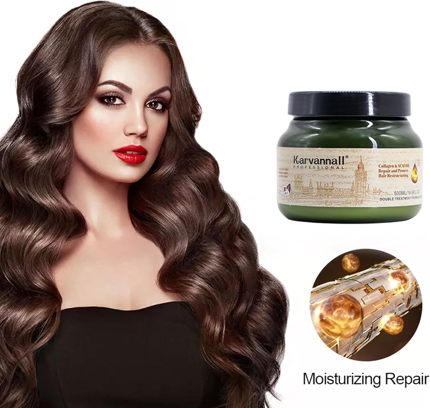 Karvannall Professional Collagen & Acai Oil Hair Mask, 500Ml Double Treatment, Hair Repair & Restructuring Cream image number 4