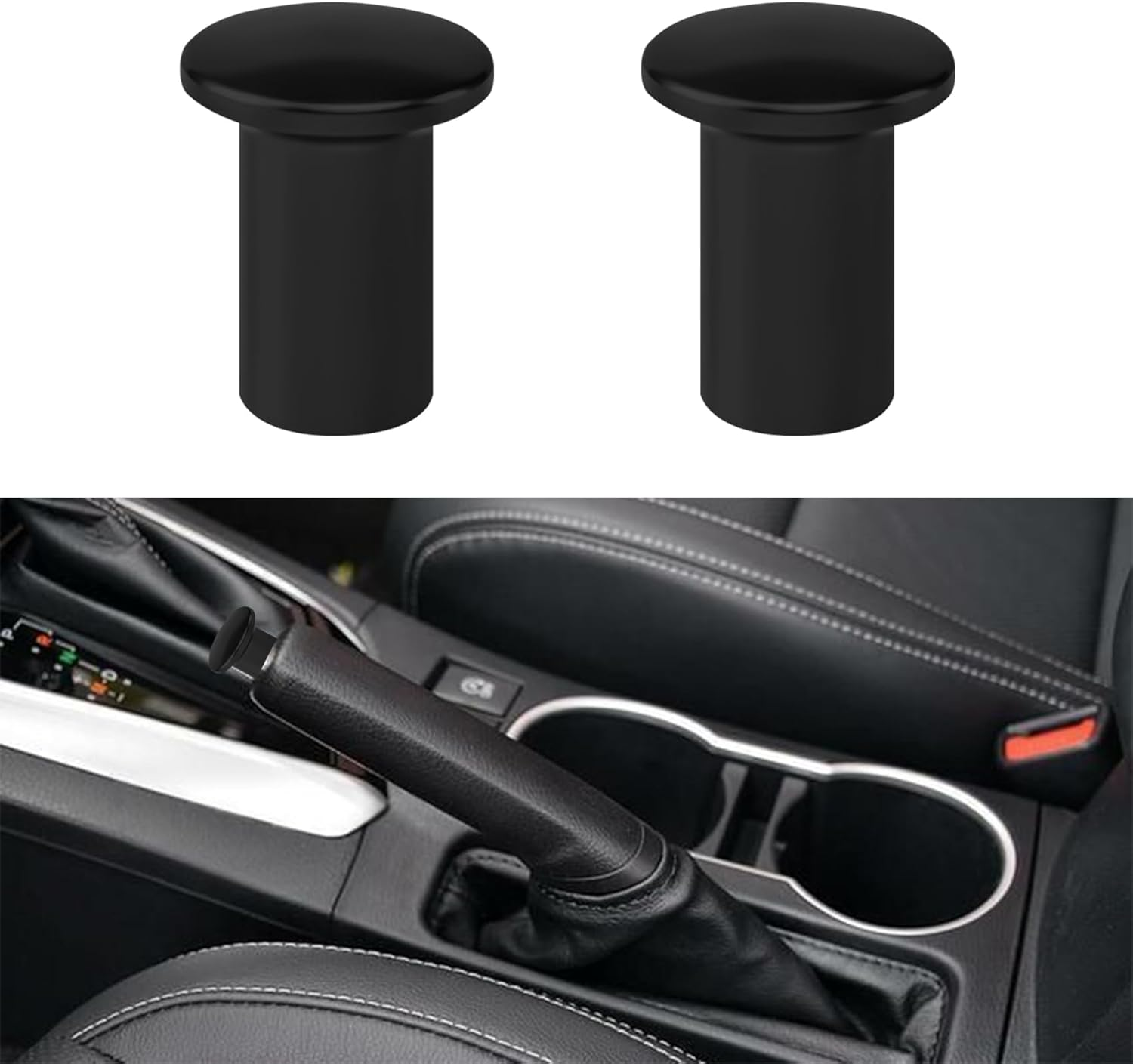 2PCS Hand Brake Knob Cover, Car Handbrake Button, Aluminum Car E-Brake Handle Cover, E-Brake Handle Handbrake Emergency Cover, Gear Handle Brake Press Button Compatible with GT86, FRS, BRZ