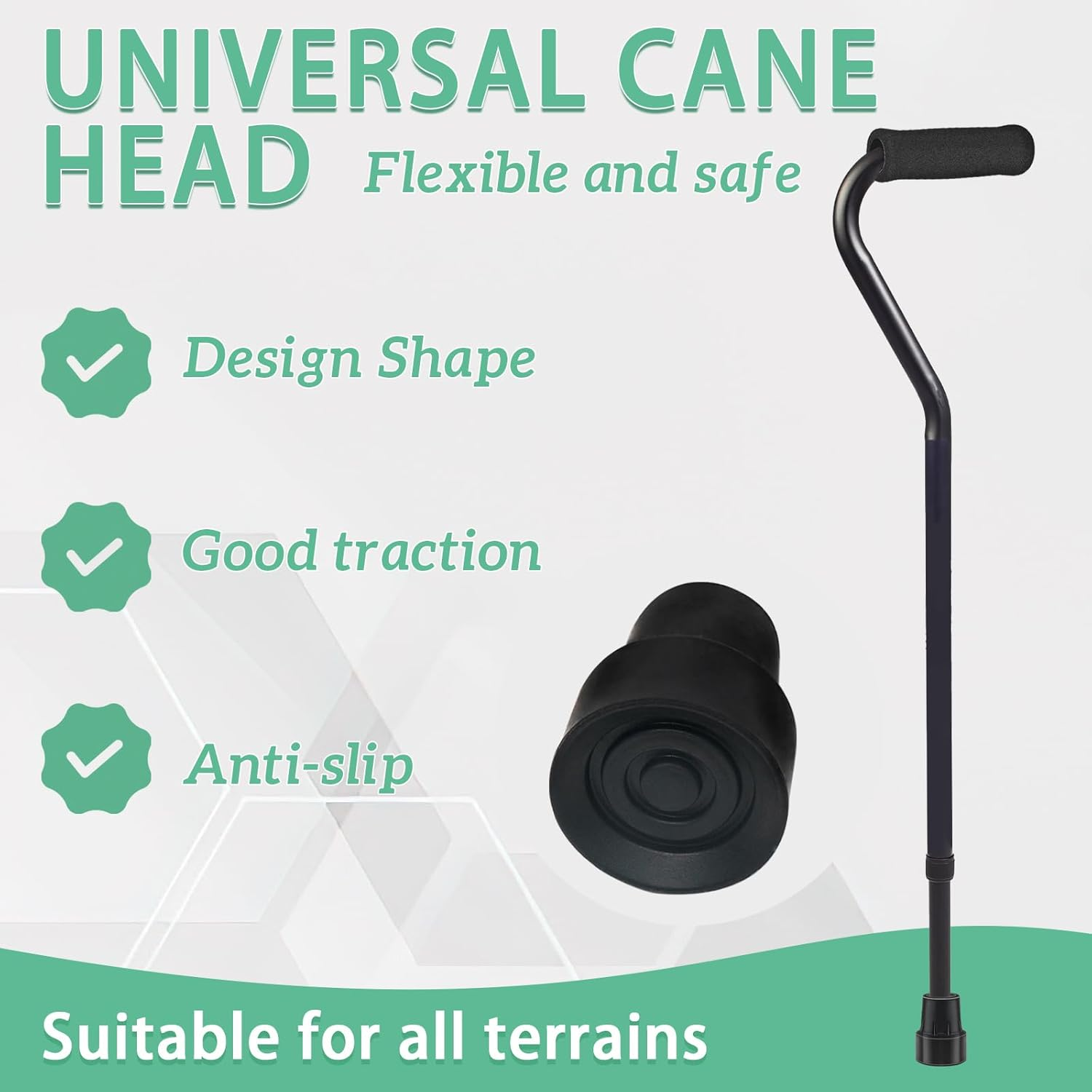 4 Pcs Replacement Cane Tips for 0.7 Inch Walker Rubber Tips Replacement 2 Pcs Foam Handle Grips 4.3X0.8 Inches Replacement Cane Tips Set for Canes, Walker Accessories image number 6