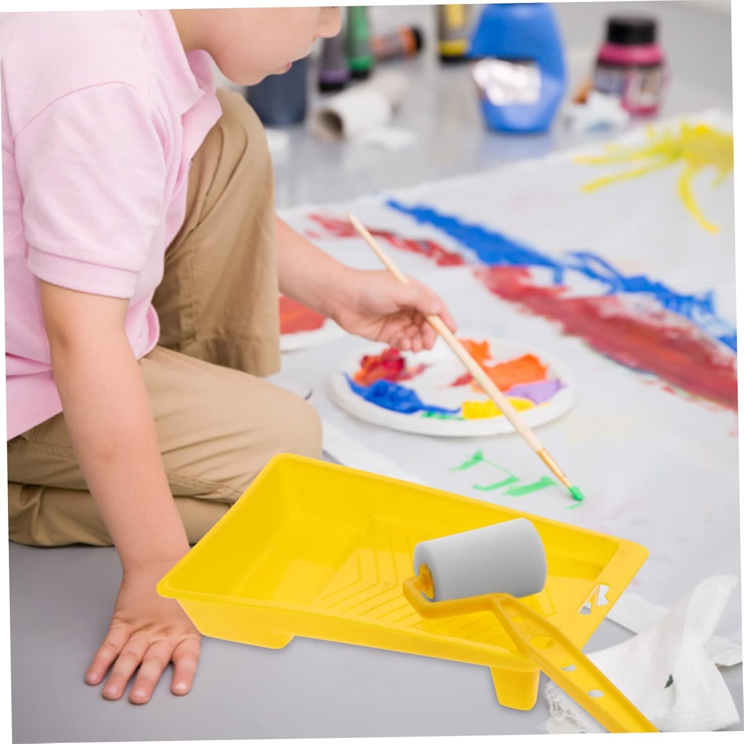VICASKY 1Set Portable Paint Painting Kit Sponge Rollers for Walls Ceilings Furniture and Boys and Girls Art Projects for Home Decor and Creative Painting image number 3