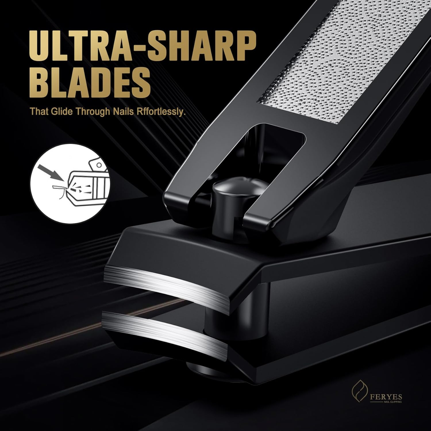FERYES Elegant Nail Clippers 2-Piece Set - Toenail Clippers and Fingernail Clippers, Sharp Nail Cutters for Men and Women, Precision Grooming for Stunning Nails - Black image number 2
