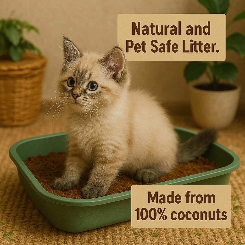 Happy Husk Eco-Friendly Coco Peat Pet Litter &ndash; 100% Coconut Fibre, Compostable & Odour-Controlling | Natural Cat Litter Loved by Cats, Rabbits & Small Pets (10L) image number 3