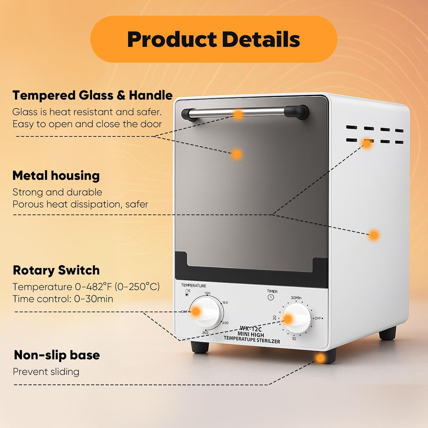 High Temperature Sterilizer,12L Large Steriliser for Nail Tools,Infrared Autoclave Sterilizer,Adjustable Temperature and Time Control,Suitable for Beauty and Nail Salons,Dental Clinics,Tool Sterilizer