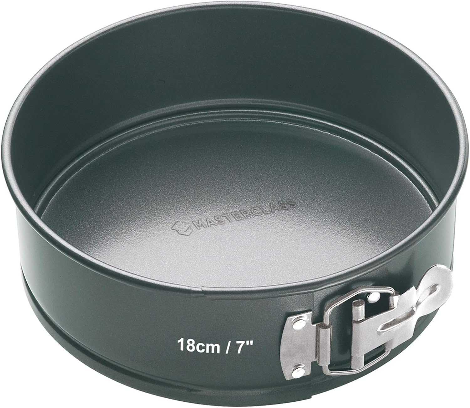 Masterclass KCMCHB45 30 Cm Springform Cake Tin with Loose Base and PFOA Non Stick, Robust 1 Mm Carbon Steel, 12 Inch Extra Large round Pan, Grey - 18 Cm