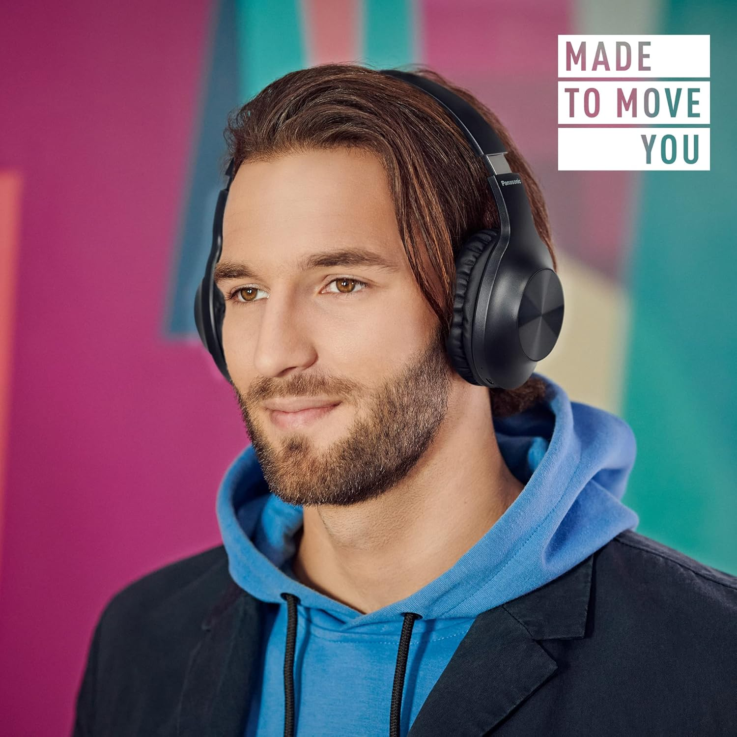 Panasonic RB-HX220BDEK Wireless Earphones, over Ear Headphones with Ergonomic Fit, Extra Bass, up to 23 Hours Playtime, Fast & Easy Connection and Folding Design, Black - Black image number 4