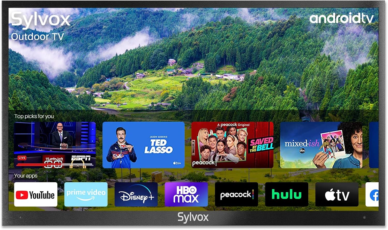 SYLVOX 65'' Outdoor TV, 4K UHD Built in Voice Assitant, Waterproof Smart Android TV Support Wifi Bluetooth, 1000Nits, TV for Partial Sun Area(Deck Pro Series, 2023) image number 1
