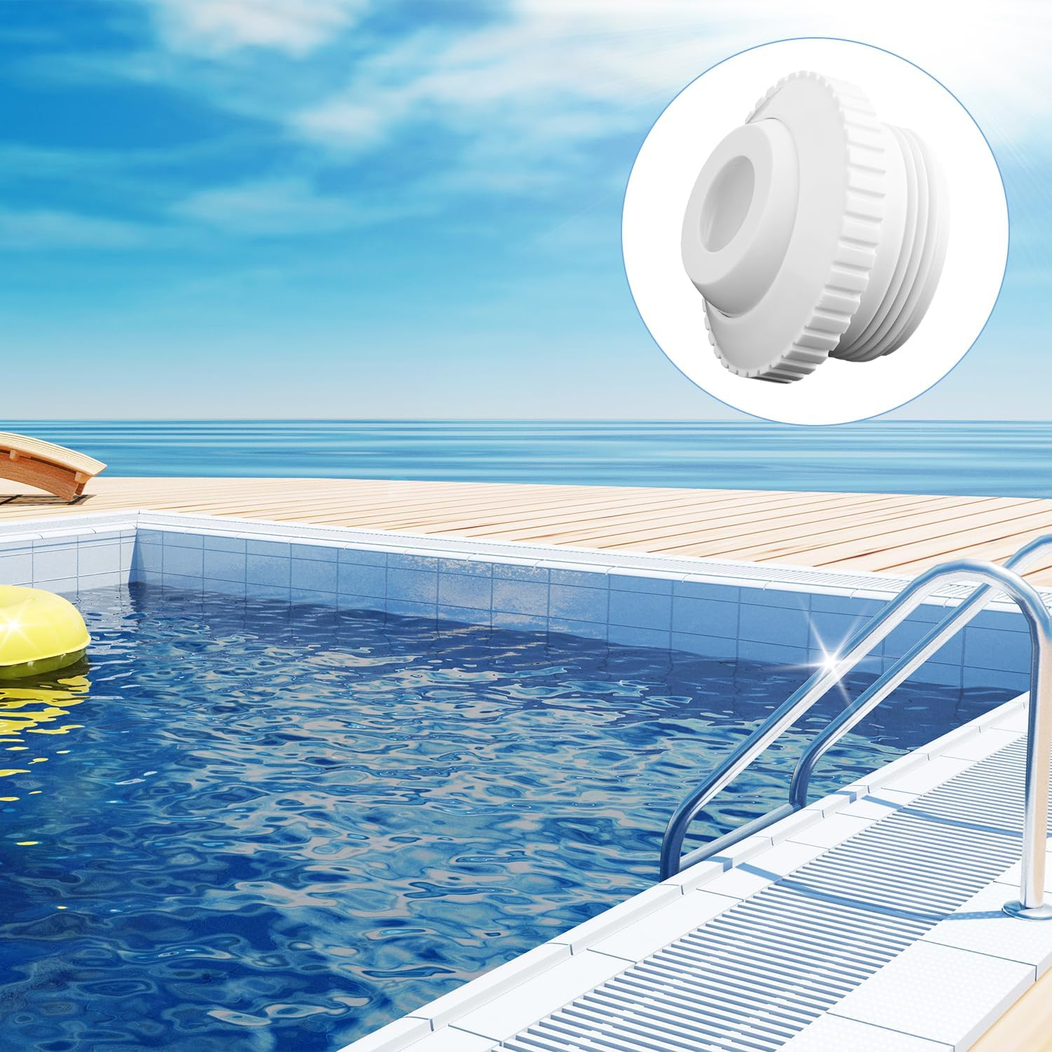 2 X Pool Jet, 3/4" Pool & SPA Replacement Parts with 1/2" Adjustable Swivel Eye White Color Pool Return Accessories with Removal Tool image number 2