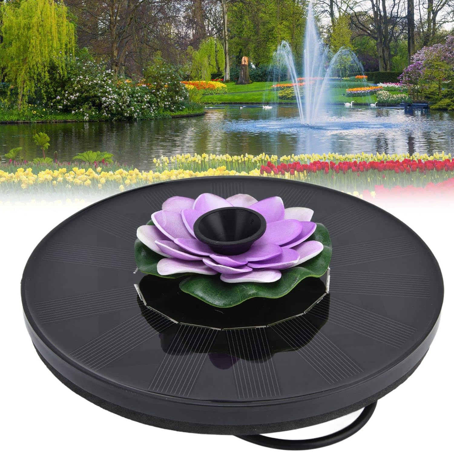 Floating Solar Fountain, Interesting Easy to Use Mini Solar Powered Water Fountain for Pond Pool Outdoor(#3) image number 6