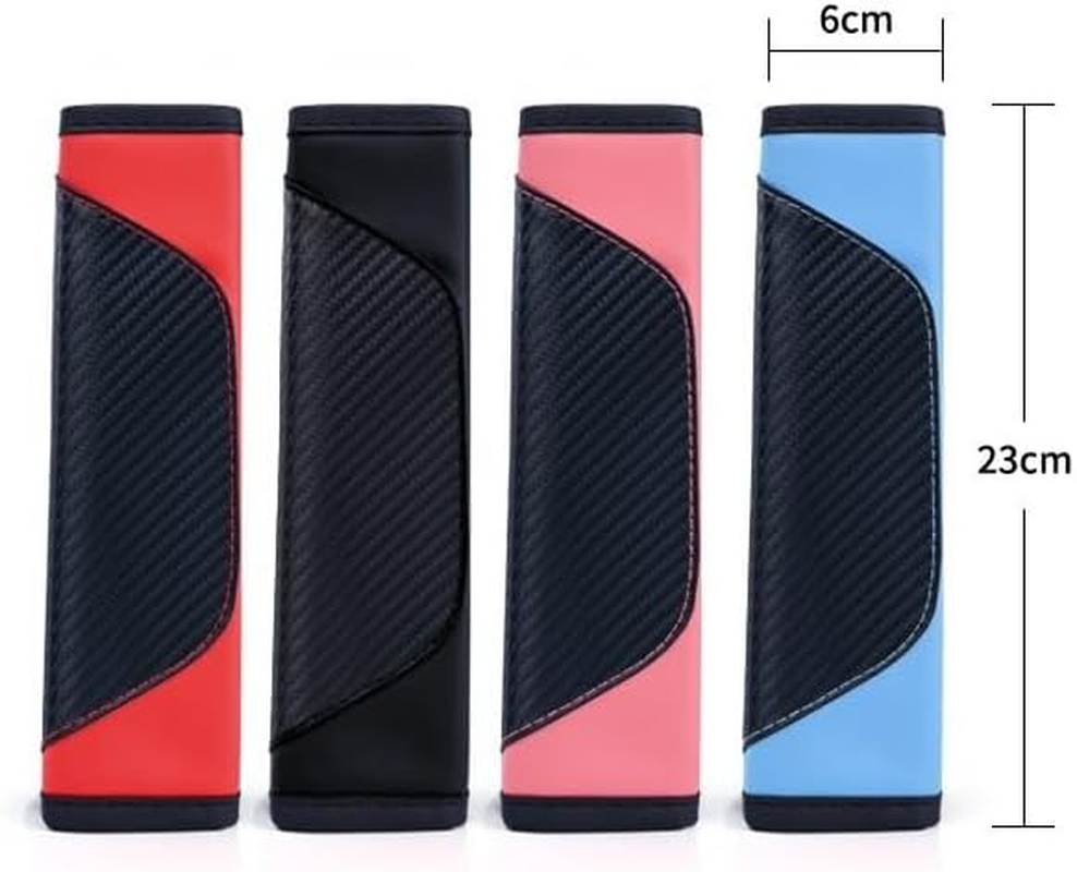 2PCS Car Seat Belt Cover, Carbon Fiber Seatbelt Shoulder Protection, Soft Car Seat Belt Strap Cushion Protect Your Neck and Shoulder, Car Accessories Seat Belt Pad for Car Truck (Red, One Size) image number 4