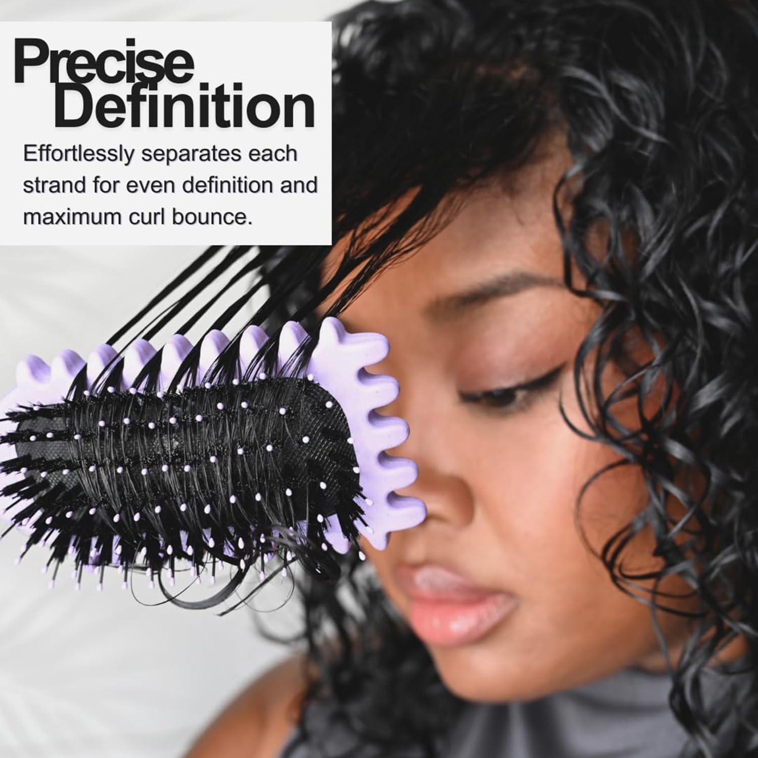 Curly Hair Brush Bounce Curl Define Brush for Defining and Curling (Purple) image number 5