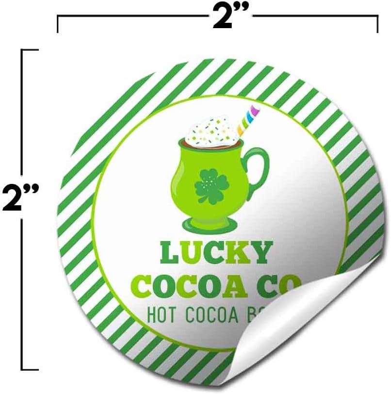 Lucky Cocoa Co. Festive Mug Themed St. Patrick'S Day Hot Cocoa Bomb Sticker Labels, Total of 40 2" Circle Stickers (20 Sets of 2) by Amandacreation image number 1
